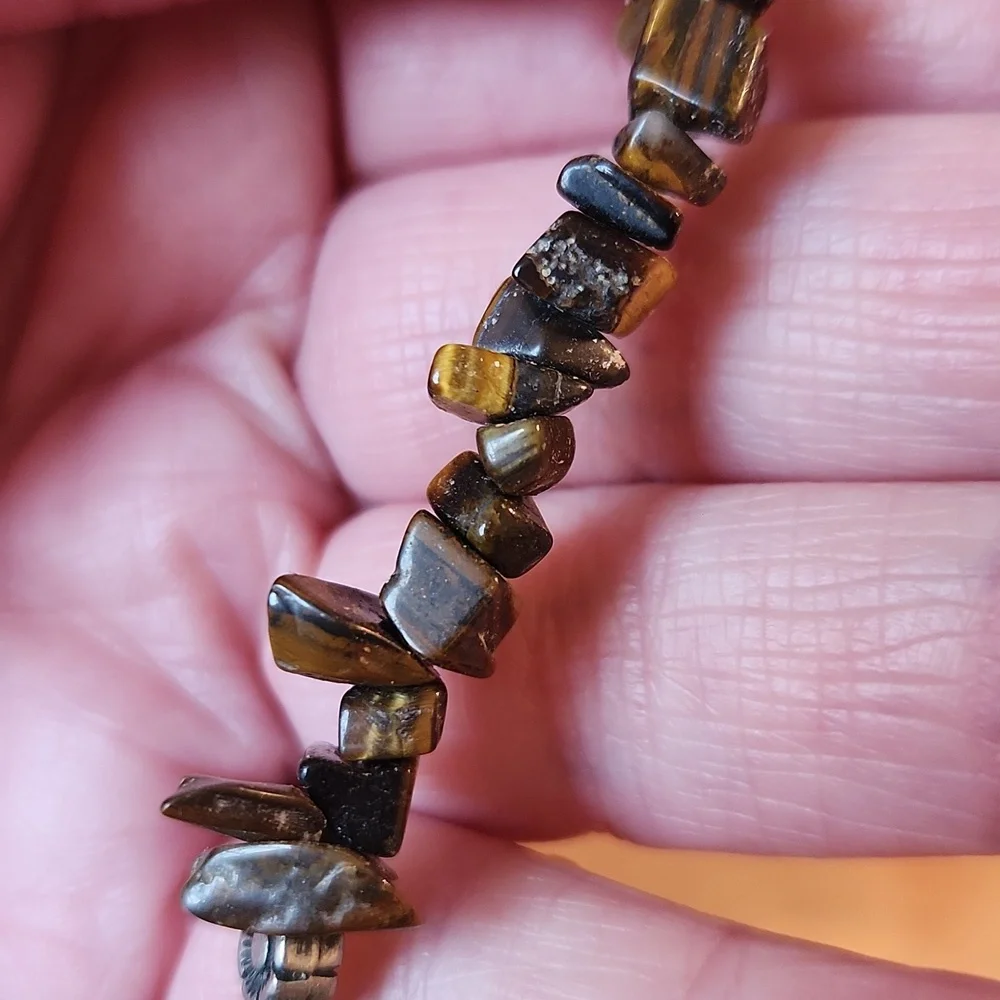 Native American Turquoise Tiger Eye Amber Necklace 17.5" - Picture 11 of 15